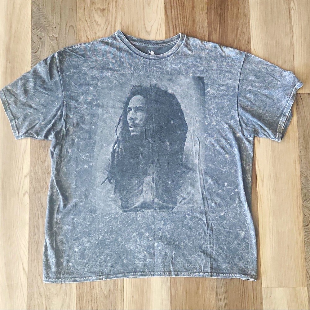 Zion Rootswear Bob Marley Men's Gray Graphic Print Crew Neck T-Shirt Size L